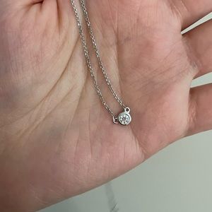 ❤️ SALE ❤️ 14k White Gold Diamond Bezel Pendant Necklace